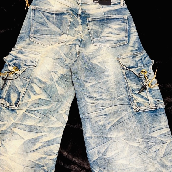 Smoke Rise Women's High Rise Wide Leg Chain Denim Pants - Picture 5 of 7